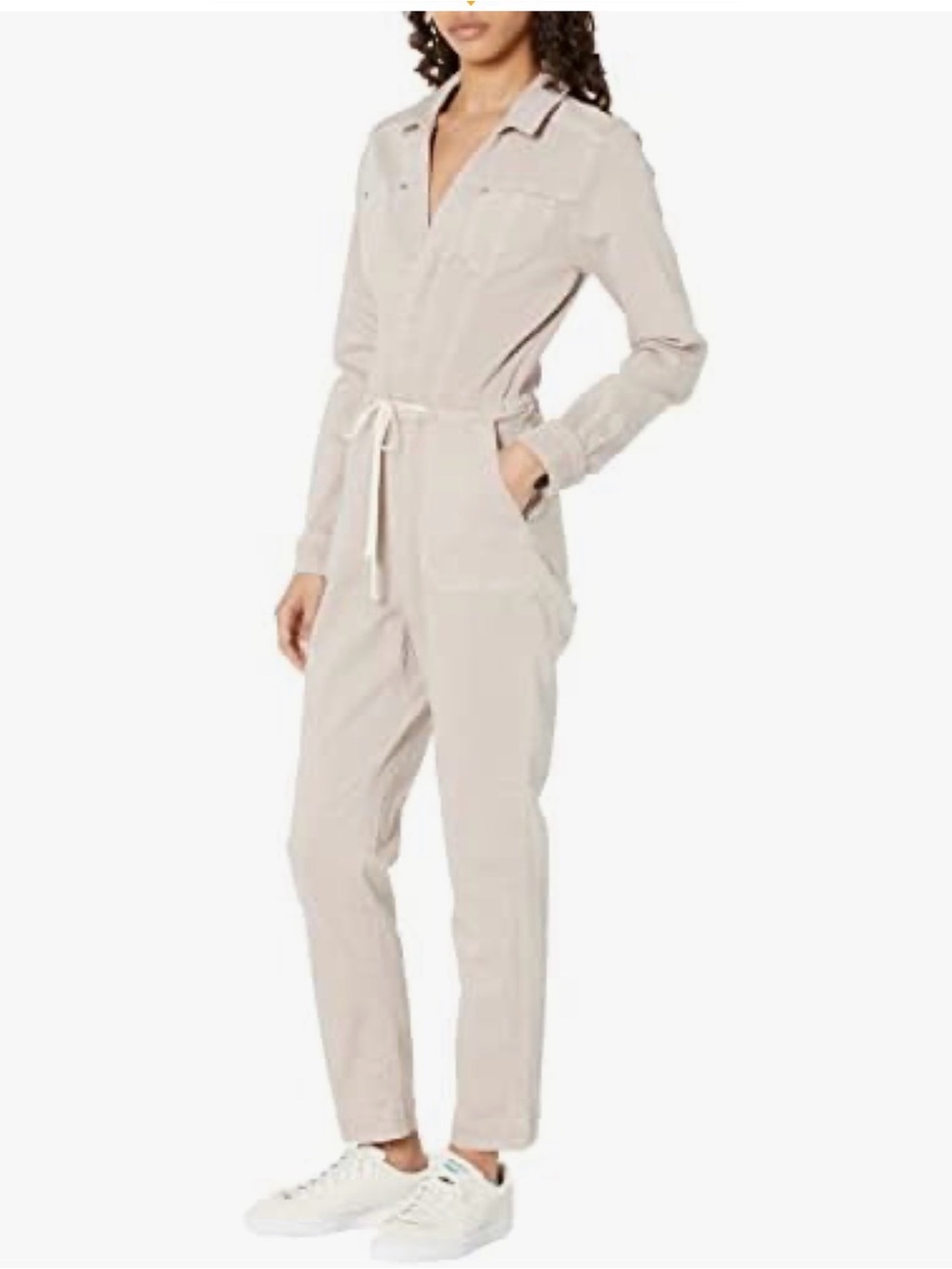 PAIGE Stone Beige Utility Drawstring Jumpsuit